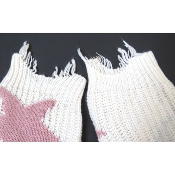 Polly & Esther Junior's Deconstructed Star Sweater Cream/Pink XL EUC - Picture 7 of 10